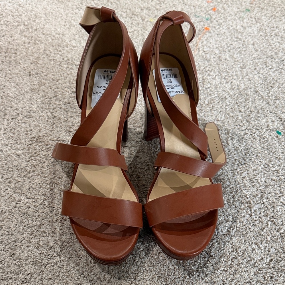 Nine West Tan Strappy Heels